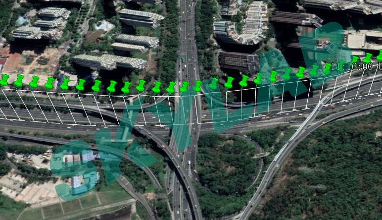 高架桥环境，卫星信号有遮挡路测效果图